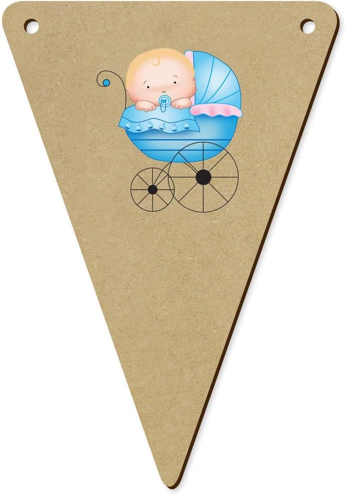 Azeeda 5 x 140mm Baby Boy Wooden Bunting Flags