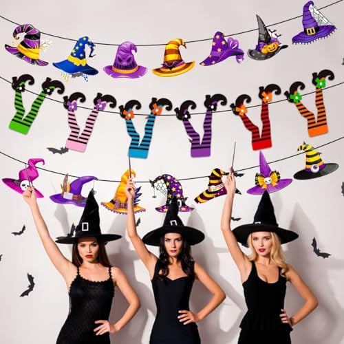 5pcs Witch Hat and Boot Banners Halloween Decor