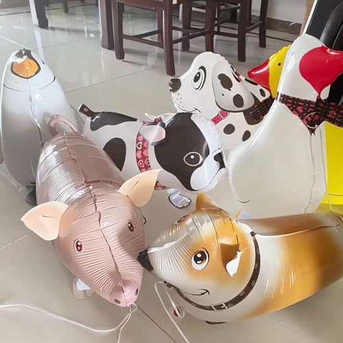 Walking Farm Animals Balloons Pack of 6 For Kids Party