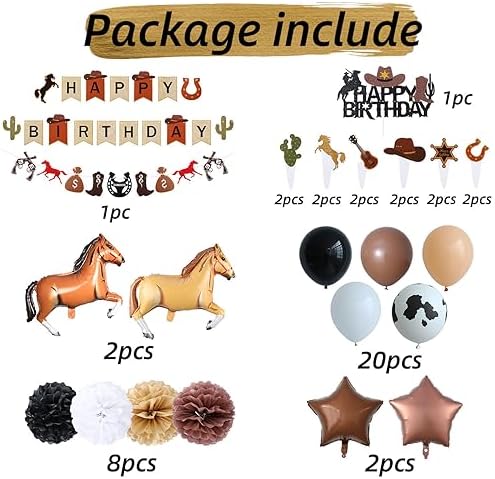 Western Cowboy Birthday Party Decorations Set