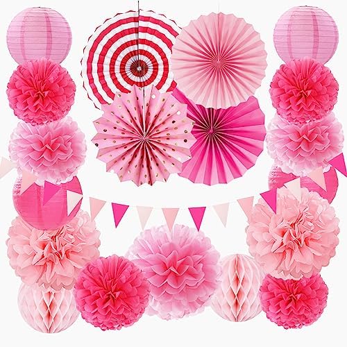 Rose Hot-Pink Party Decorations 20pcs Kit