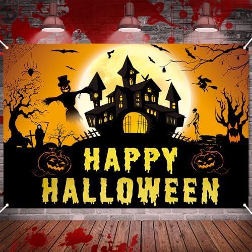 Laoone Halloween Banner 72x44 Inch Spooky Design