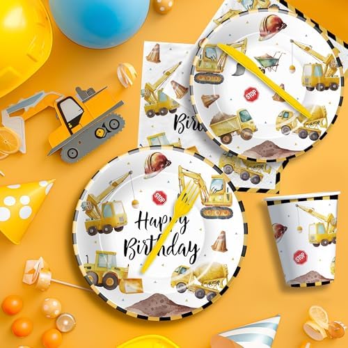 Construction Birthday Party Tableware Set for 24 Guests