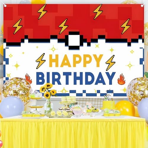 Yellow Lightning 5x3ft Birthday Backdrop for Party Decorations