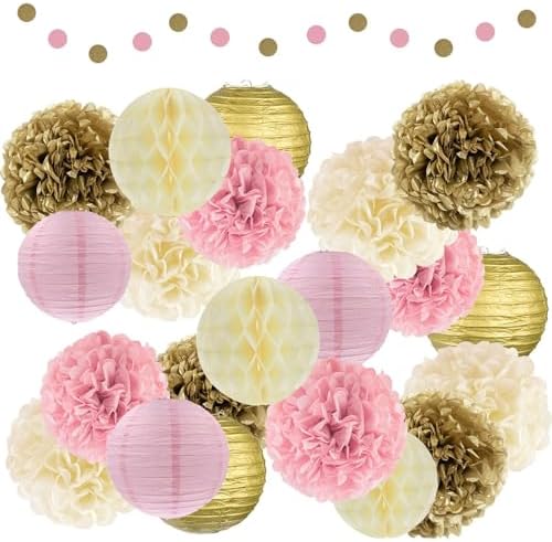 EpiqueOne 22 Piece Tissue Paper Pom Poms Party Set