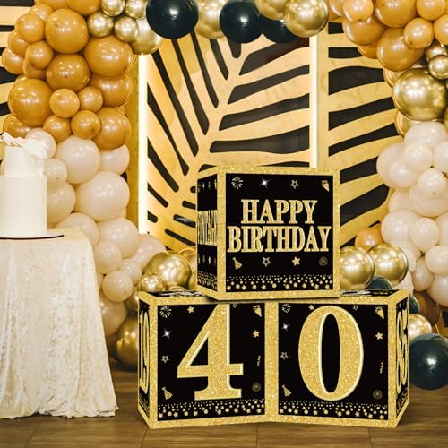 3pcs Happy 40th Birthday Decor Boxes