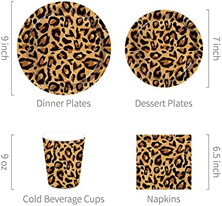 Leopard Print Party Tableware Set for 16 Guests