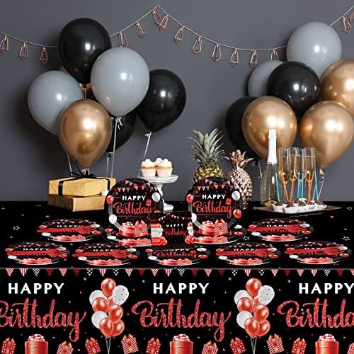 Red and Black Birthday Party Supplies Set for 20 Guests