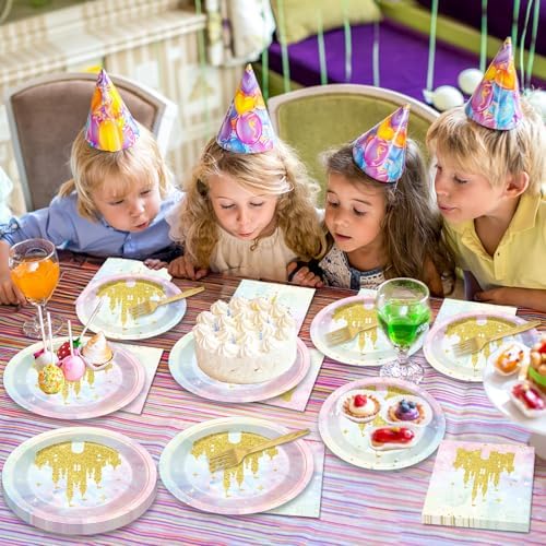 200Pcs Princess Castle Party Plates Napkins Forks Set for 50 Guests