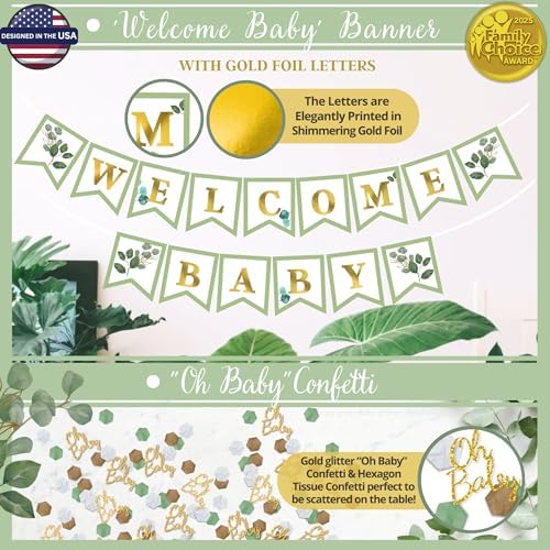 RainMeadow 258 PC Sage Green Baby Shower Decorations