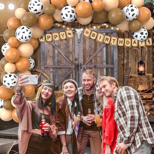 Cowboy Birthday Party Decorations 65Pcs Balloons 1Pcs Backdrop