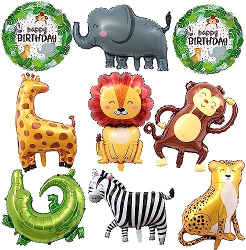 TUWUNA 9Pcs Safari Jungle Animal Balloons Set