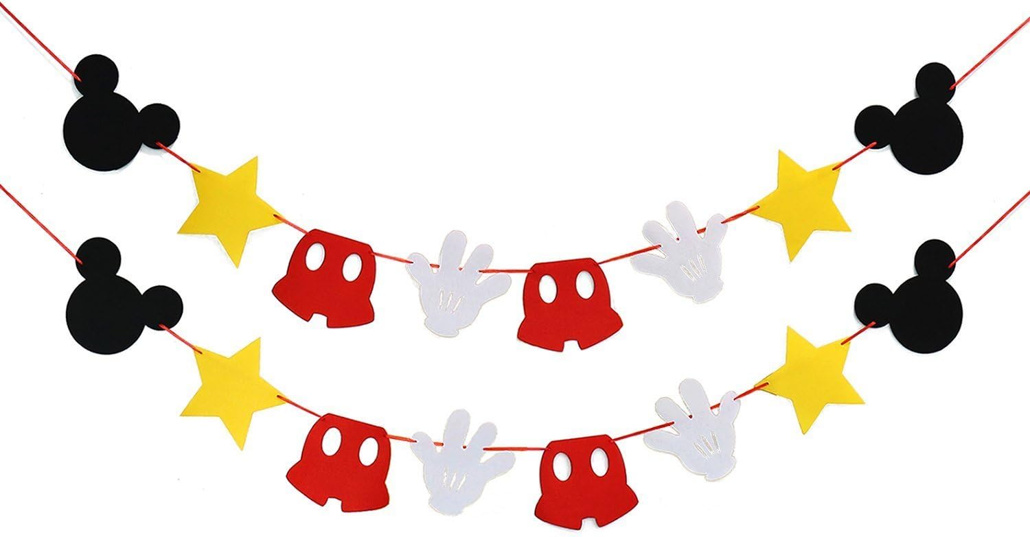 Mickey Mouse Themed Felt Garland for Birthday Decorations