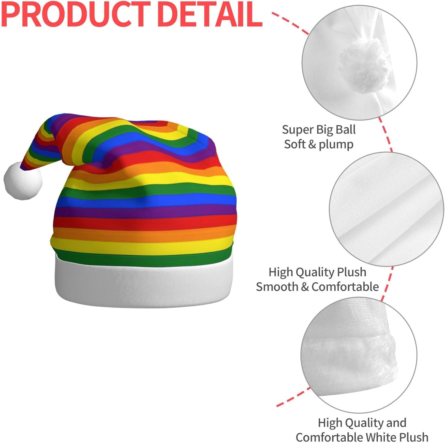QINZHENG Personalized Rainbow Santa Hat