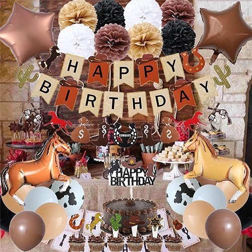 Western Cowboy Birthday Party Decorations Set