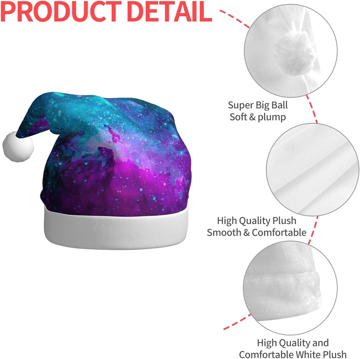 QINZHENG Cool Star River Print Santa Hat for Women