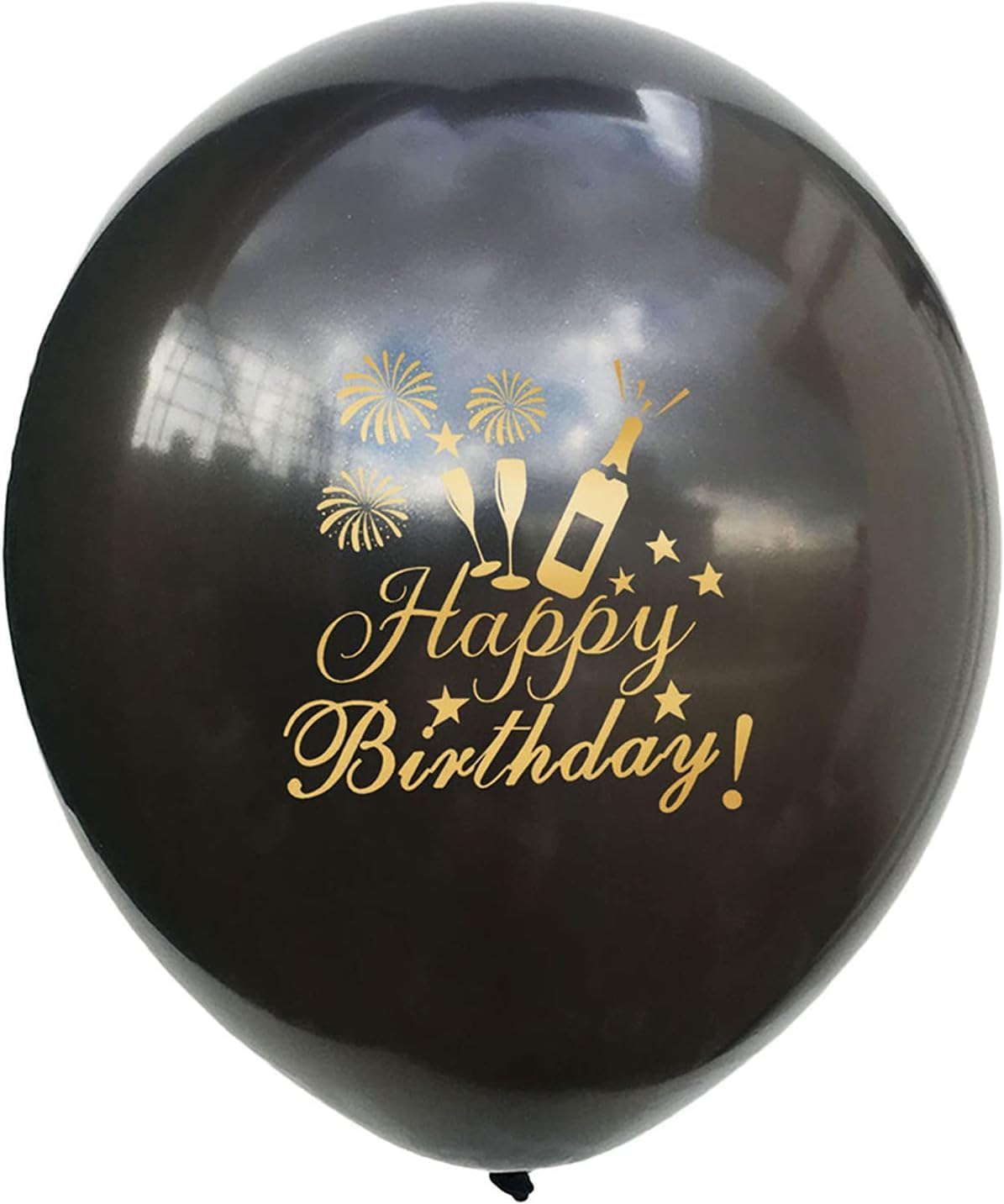 Happy Birthday Balloons Latex Black Gold Decorations