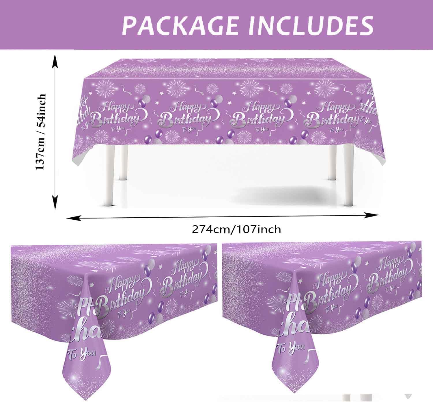 Purple Birthday Decorations Party Tableware Set 81Pcs