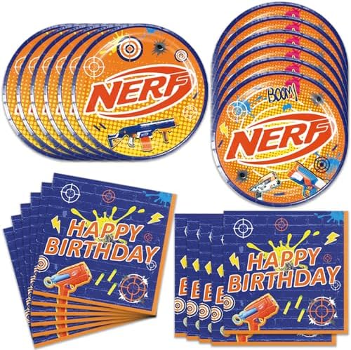 40Pcs Dart War Party Decorations Plates and Napkins Set