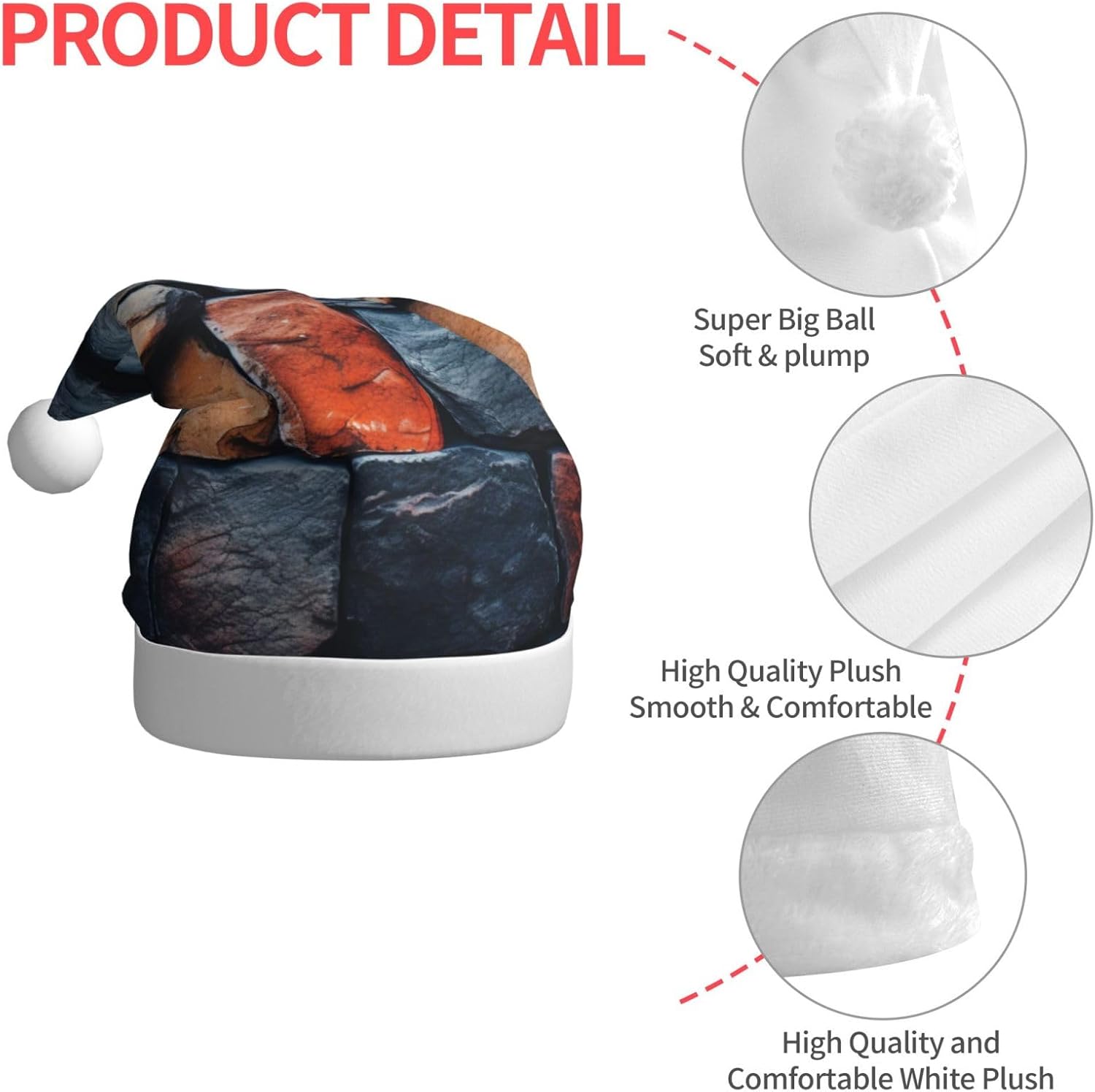 QINZHENG Retro Stone Print Santa Hat for Women