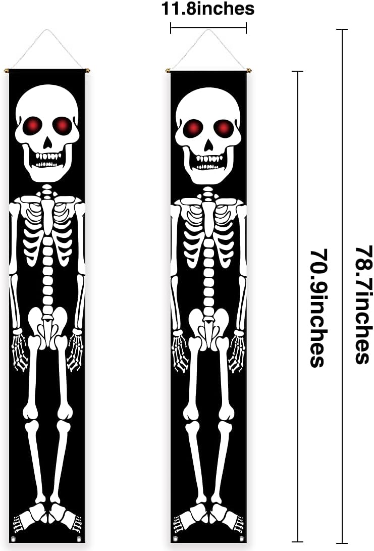 Allenjoy Halloween Skull Soldier Porch Sign Banner 2PCS