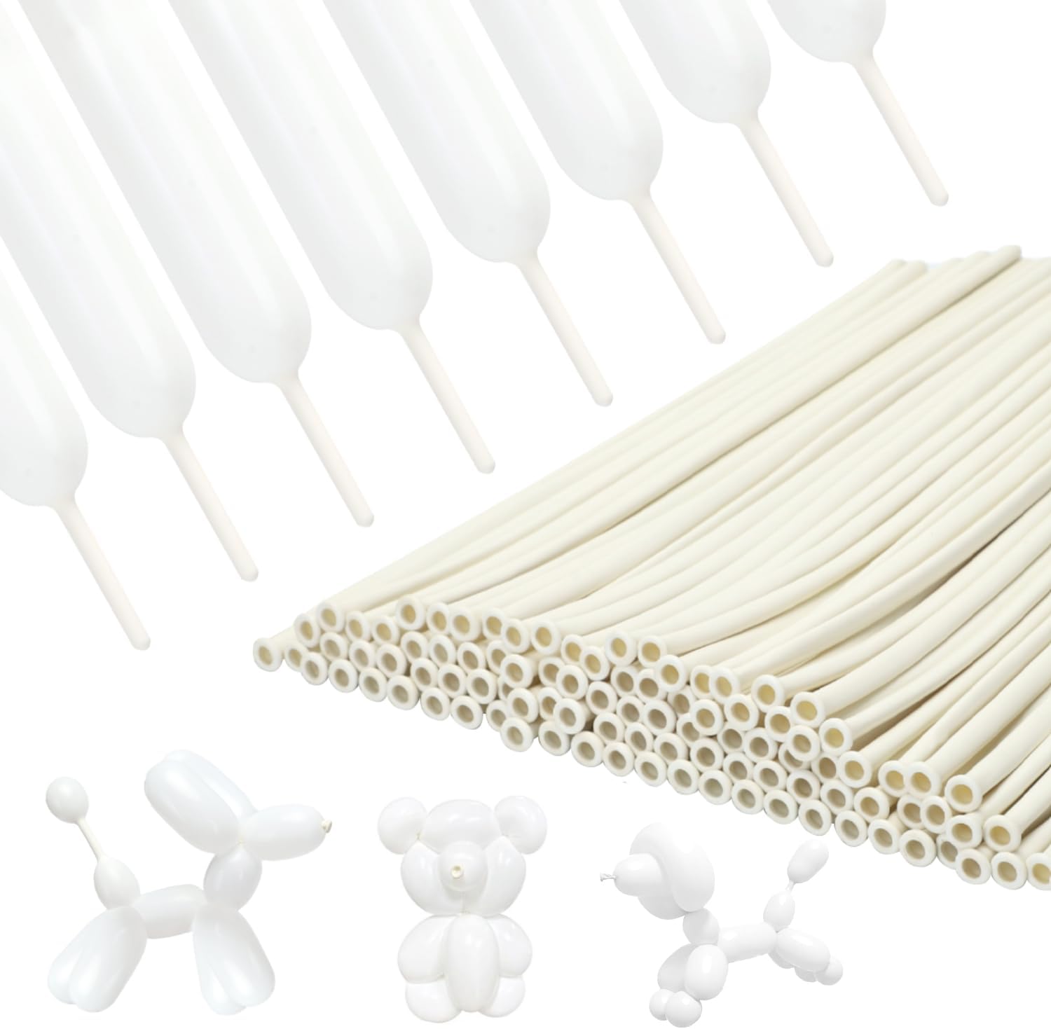 100Pcs White Twisting Animal Balloons for Party Decorations