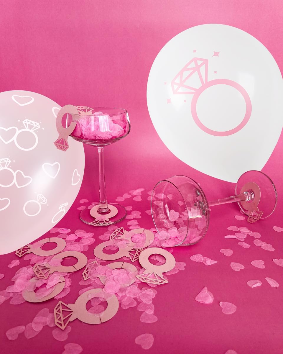 Diamond Heart Pattern Pink Latex Balloons 30 PCS