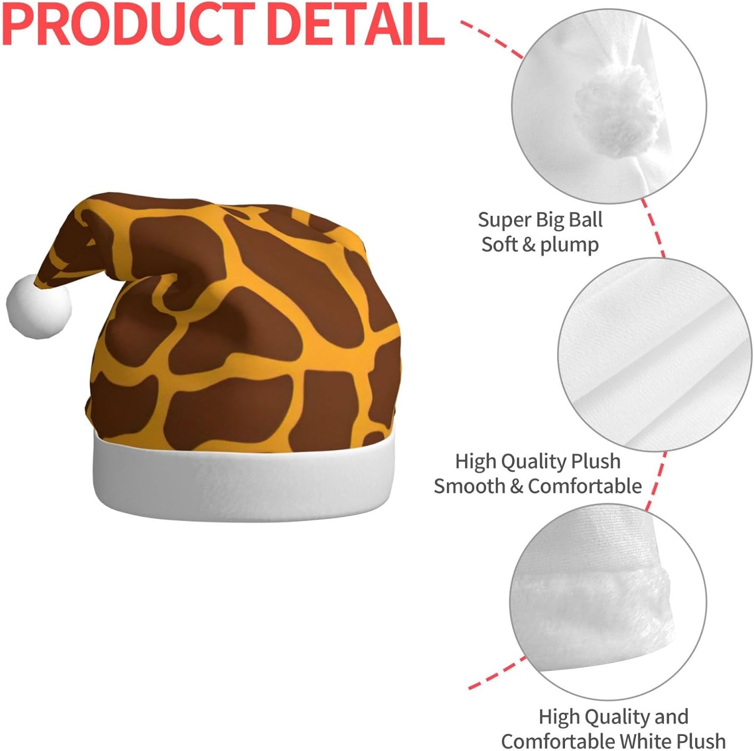 QINZHENG Giraffe Print Santa Hat for Women