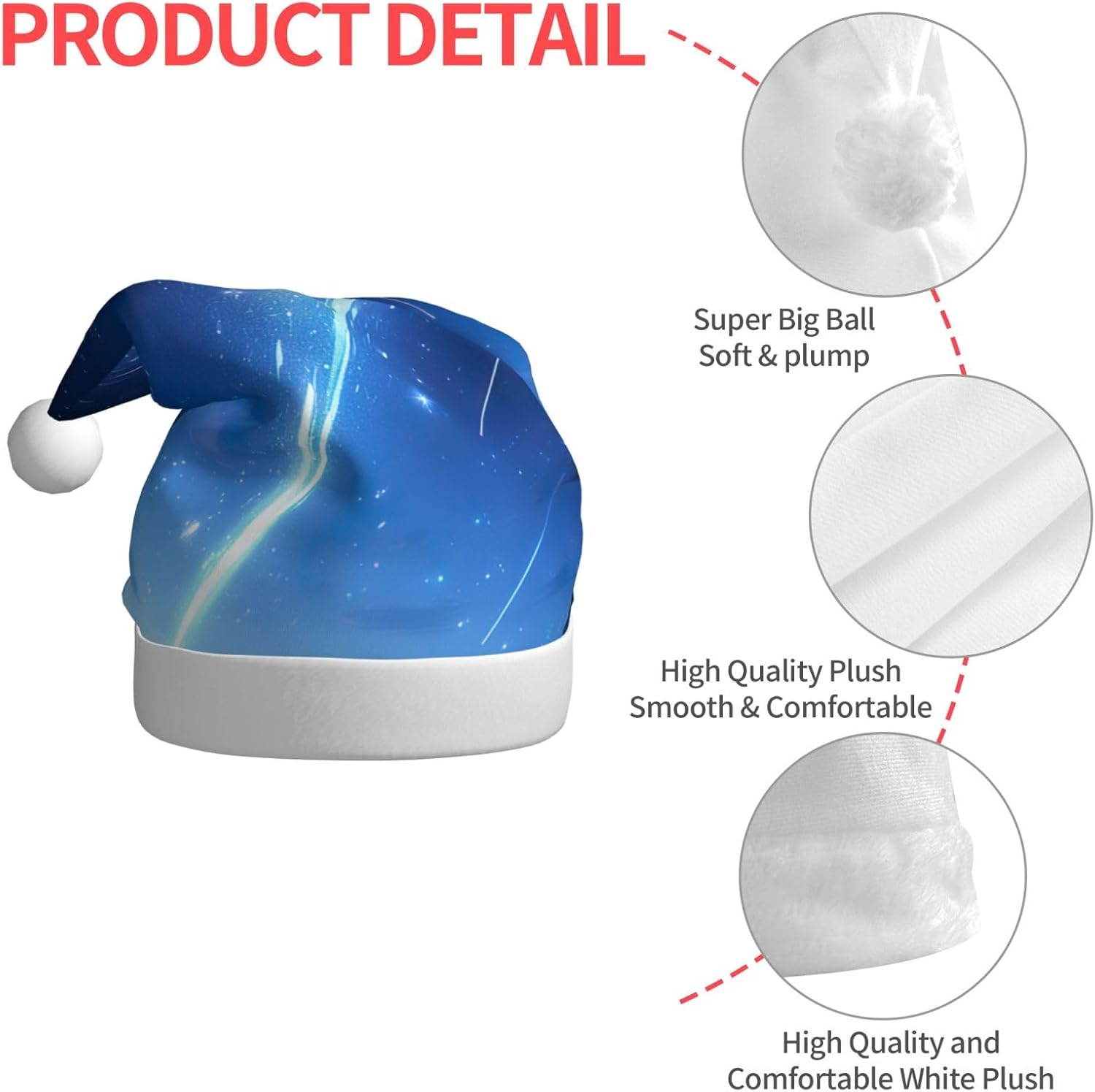QIN ZHENG Splendid Star Print Santa Hat for Women Adult
