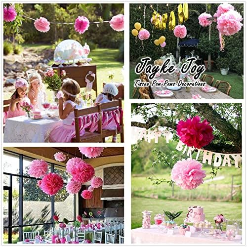 12 Pcs Pink Tissue Paper Pom Poms Kit