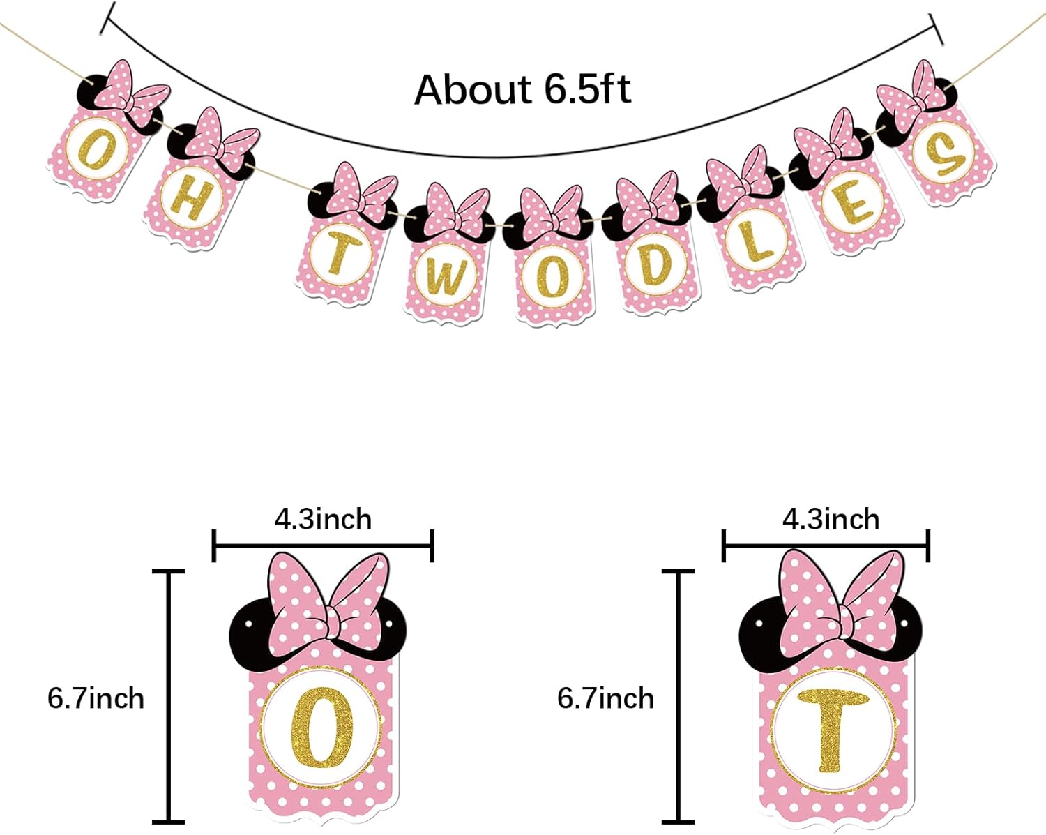 INNORU Oh Twodles Banner 2nd Birthday Decor for Girls