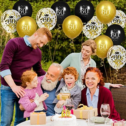Black Gold 60th Birthday Balloons 15 Pcs Party Decor
