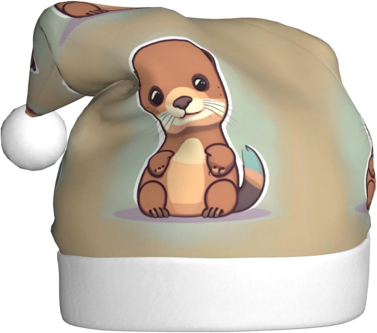 Cartoon Cute Otter Santa Hat Personalized