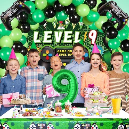 90PCS 9th Birthday Video Game Decorations for Boys