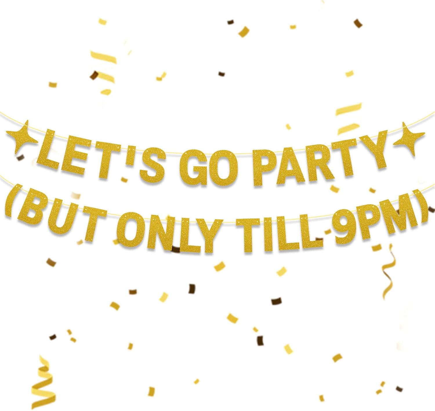 Happy Birthday Banner for Men Women Gold LETS GO PARTY Sign