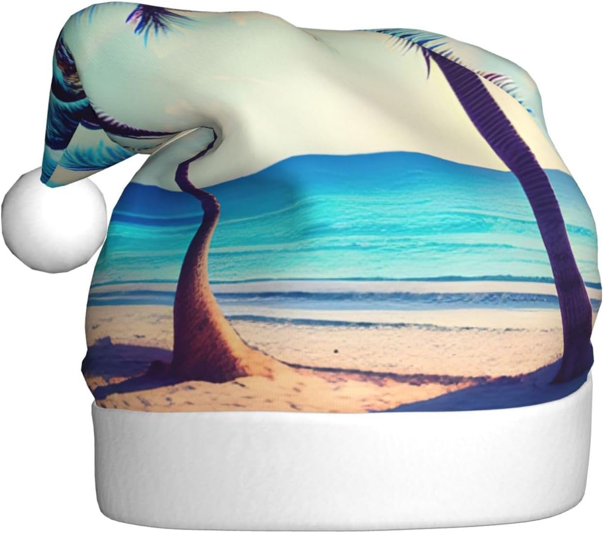 QINZHENG Beach Palm Trees Santa Hat Christmas Gift for Women