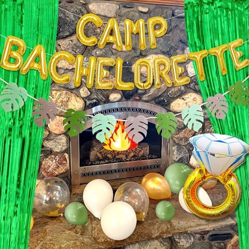 Gold Camp Bachelorette Balloons and Decorations
