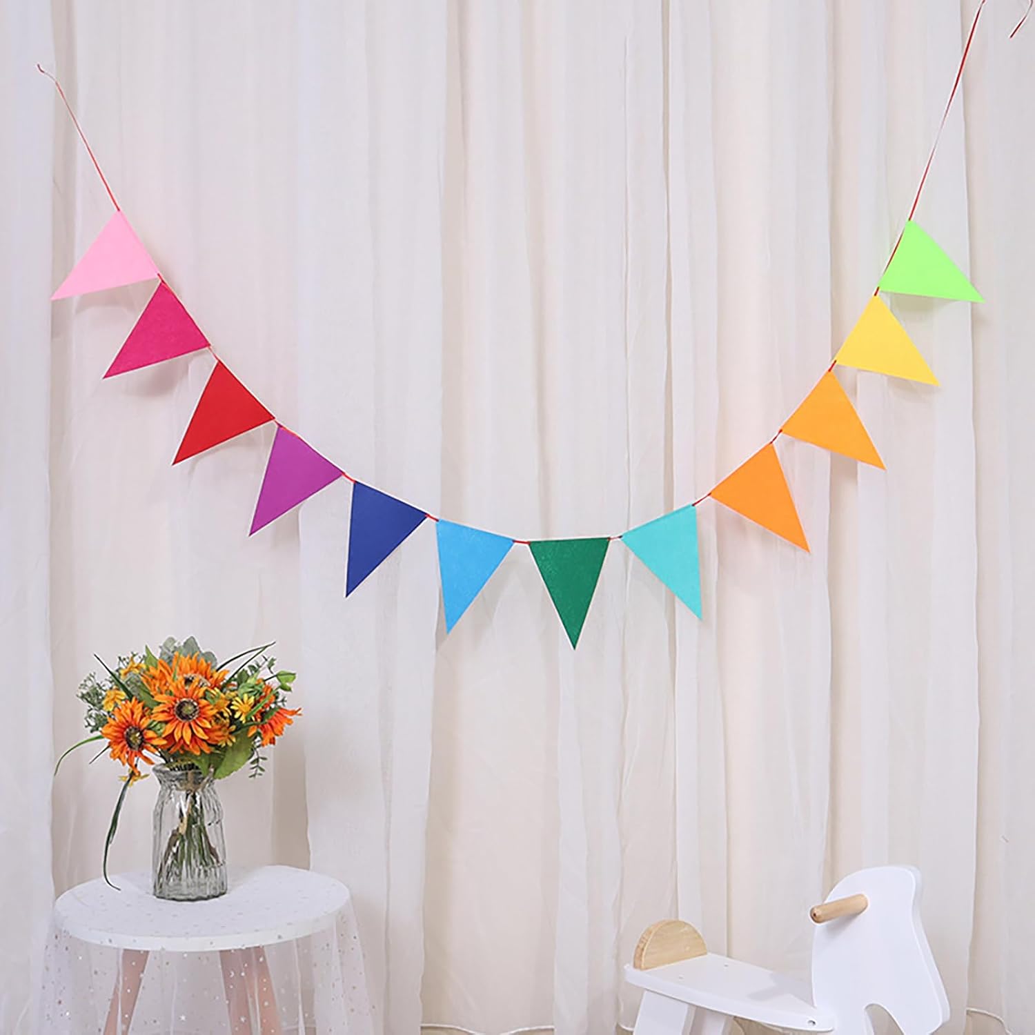 ZOOYOO 20 Feet Blue Yellow Pennant Banner 30pcs Flags Pack