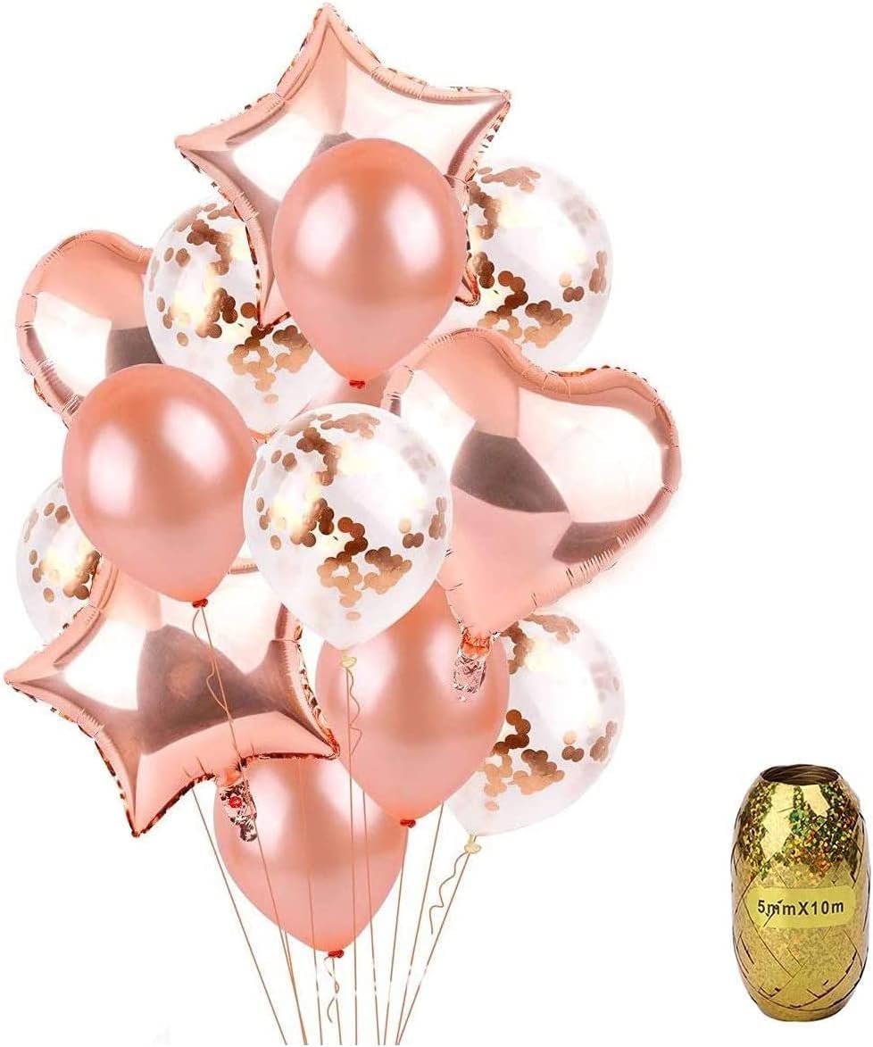 Rose Gold Balloons 14Pcs Party Decorations Wedding