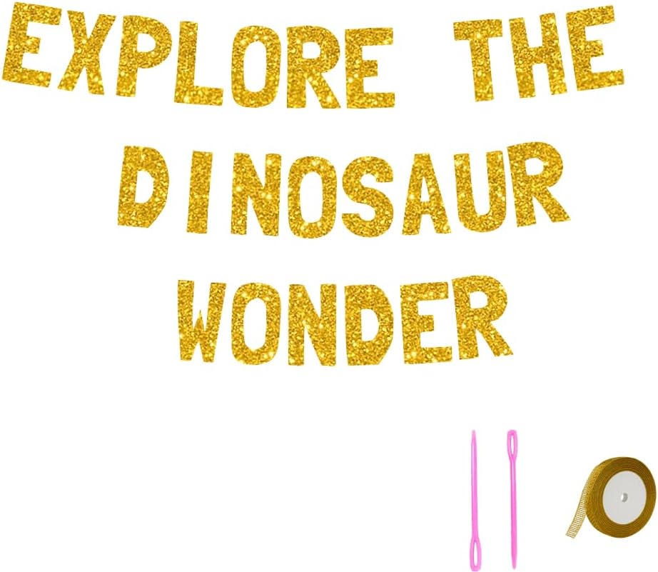 Meowoo Dinosaur Party Banner with Gold Glitter