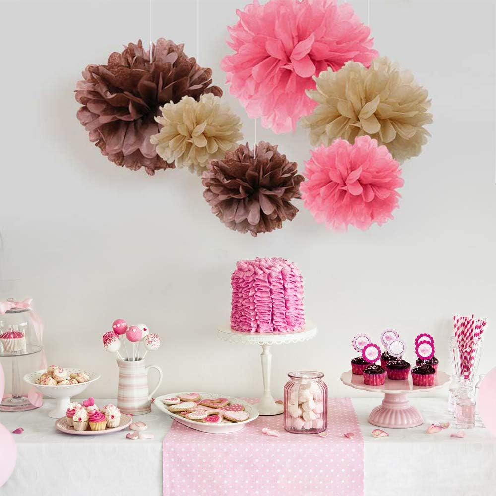 Binpeng Pompom Flower Balls Wedding Decorations 9pcs