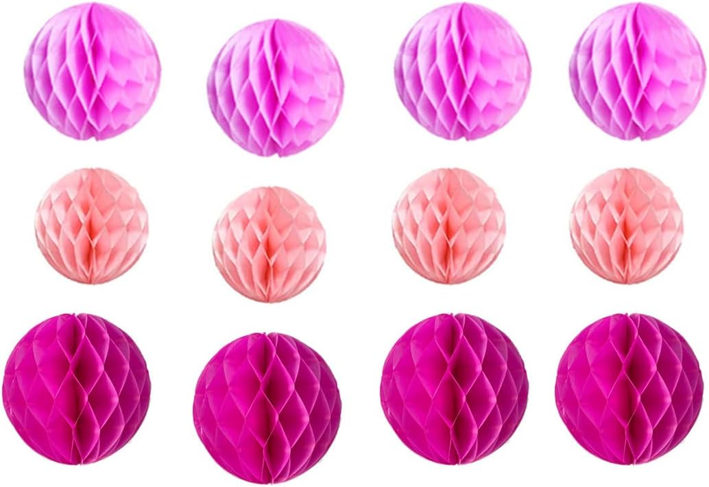Yangeey 12pcs Honeycomb Ball Decorations Pink Kit