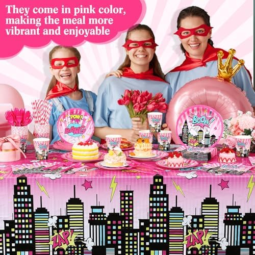 219 Pcs Pink Hero Birthday Party Decorations Set