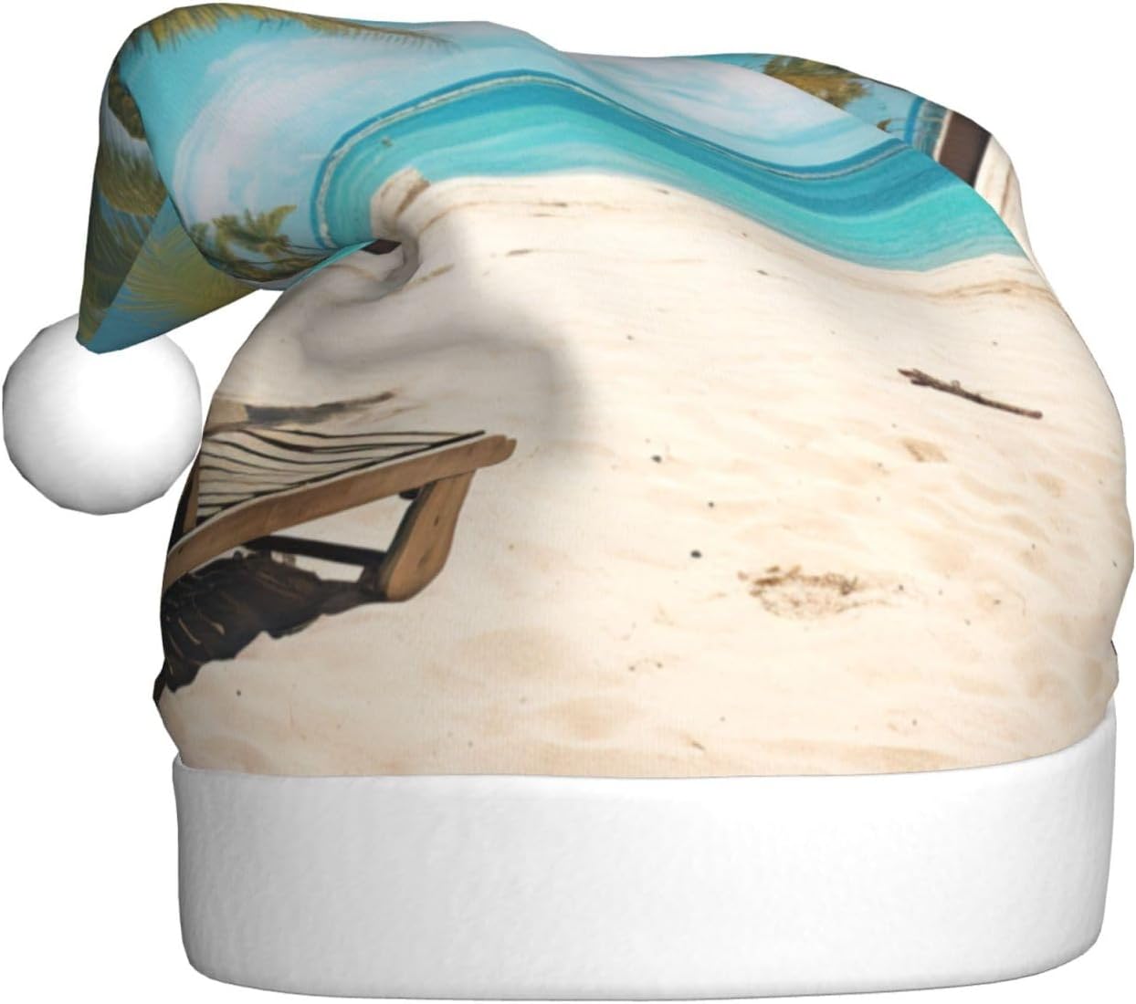 QINZHENG Personalized Santa Hat with Beach Print