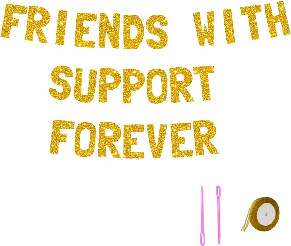 Meowoo Fun Friendship Decor Banner 8 Ft Gold Glitter