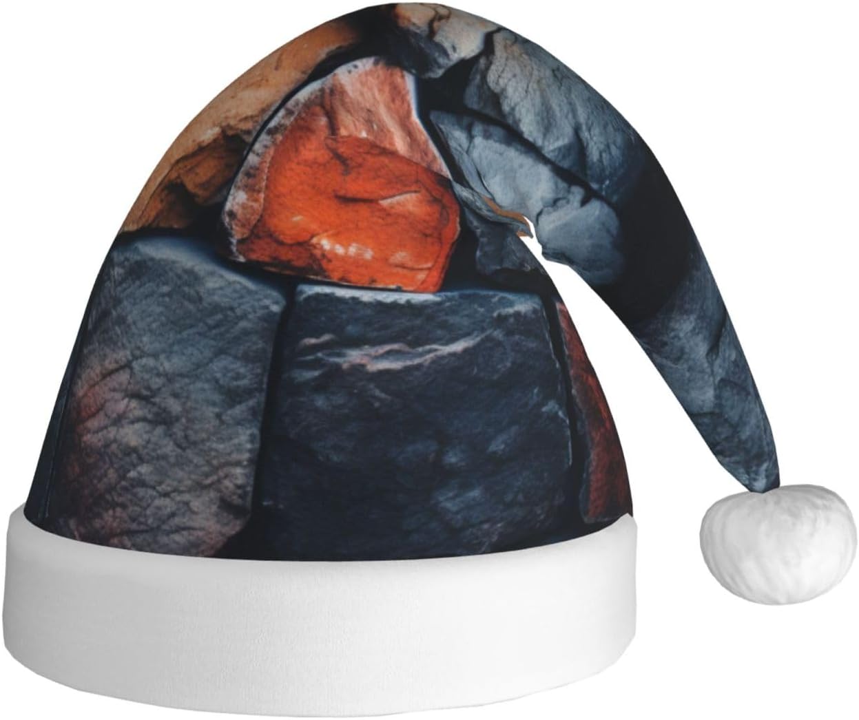 QINZHENG Retro Stone Print Santa Hat for Women