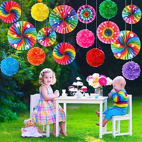 Outus 21 Pcs Rainbow Party Decorations
