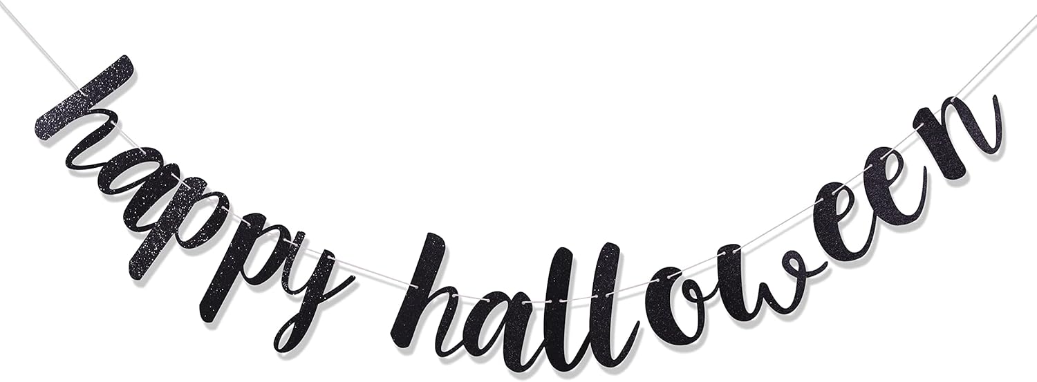 Happy Halloween Black Banner - Party Decoration