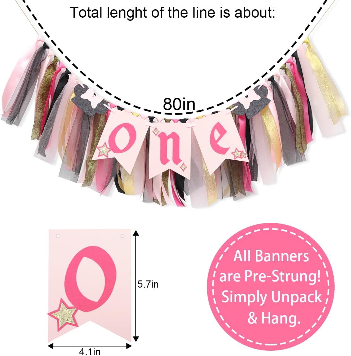 Minnie Mouse High Chair Banner for 1st Birthday