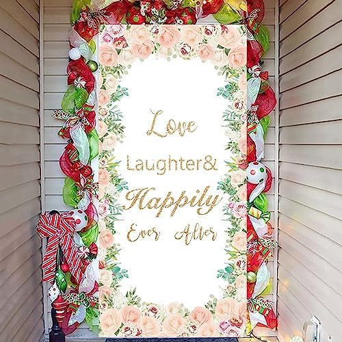 Love Laughter Wedding Door Cover 708X354 Beige